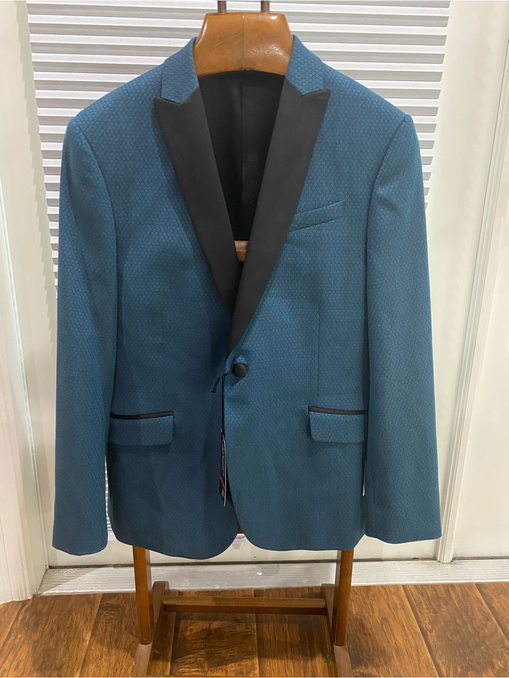 jf j.ferrar Teal Dinner Jacket with Black Satin Peak Lapel